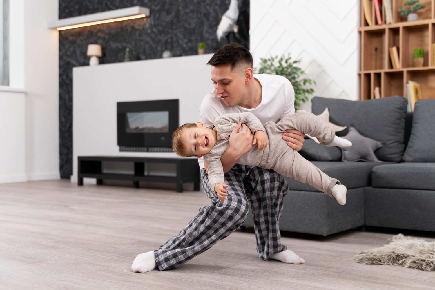 Happy family enjoying a clean home with professional house cleaning service in Inglewood