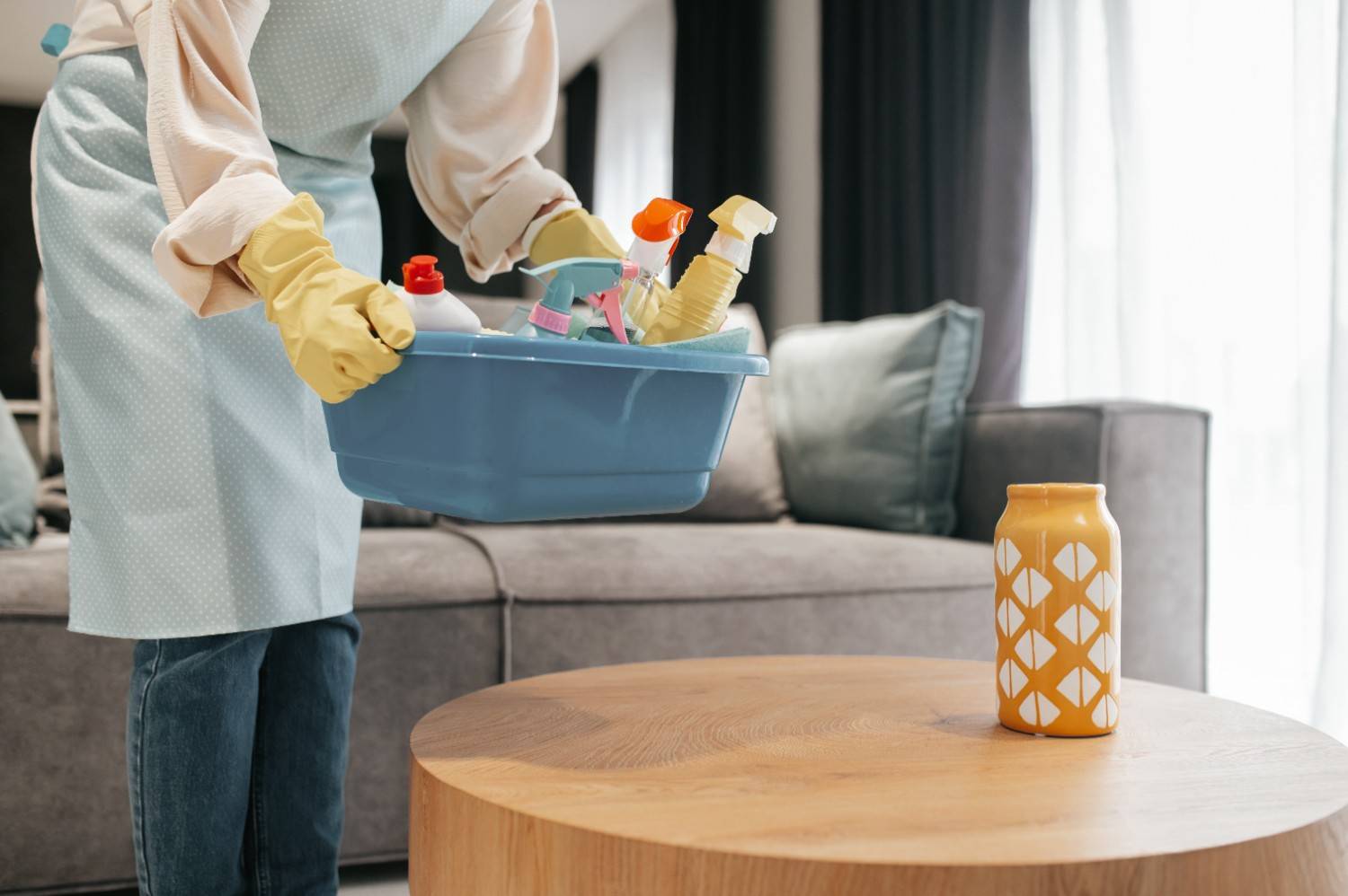 Move-out cleaning checklist for living rooms, including carpet steam cleaning and dusting.