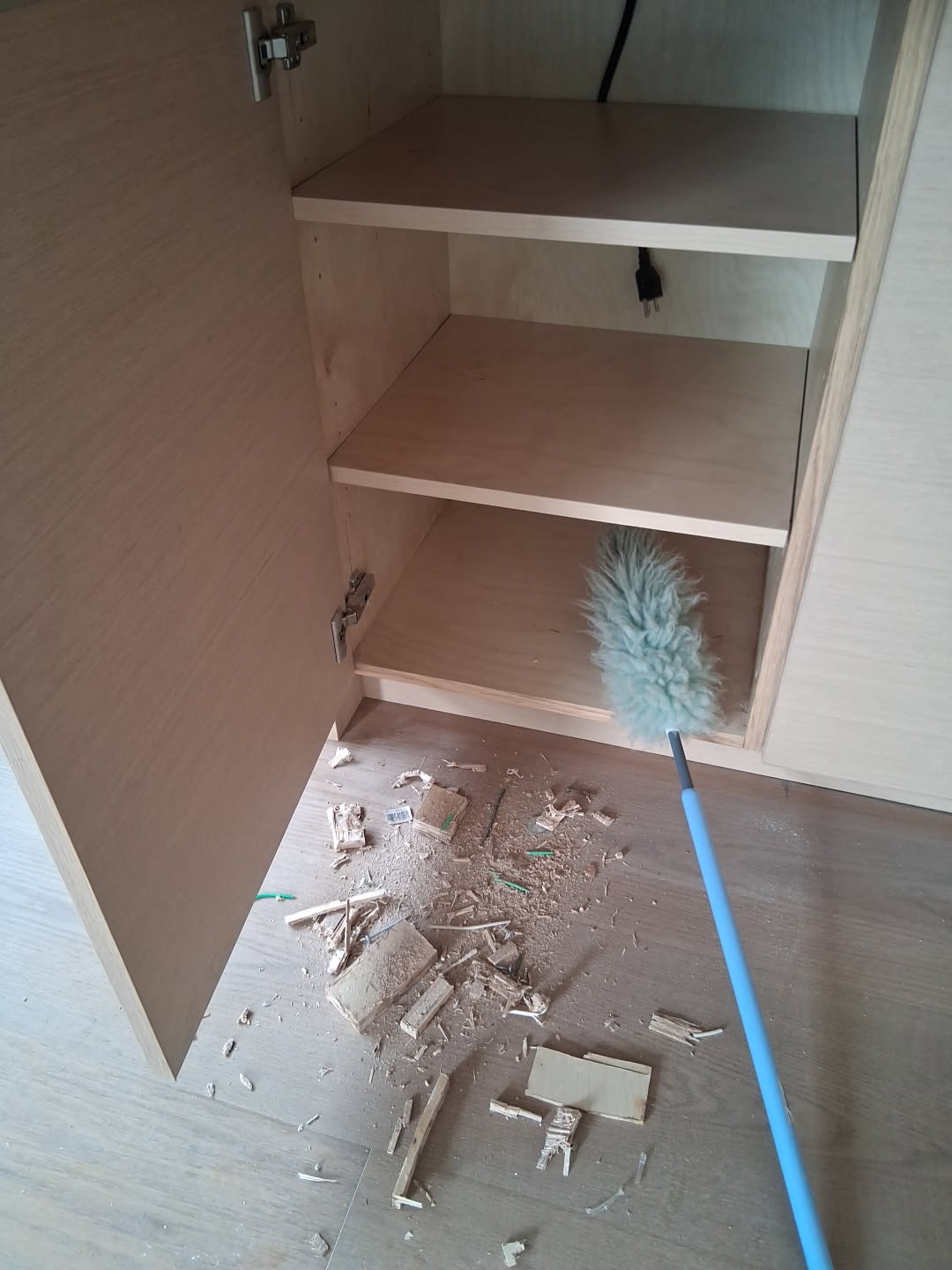 What is post-construction cleaning? Example of dust and debris left behind in a Los Angeles home renovation.